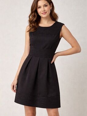 Covington Black Fit & Flare Dress Pleated Sleeveless Classic 
Size 4